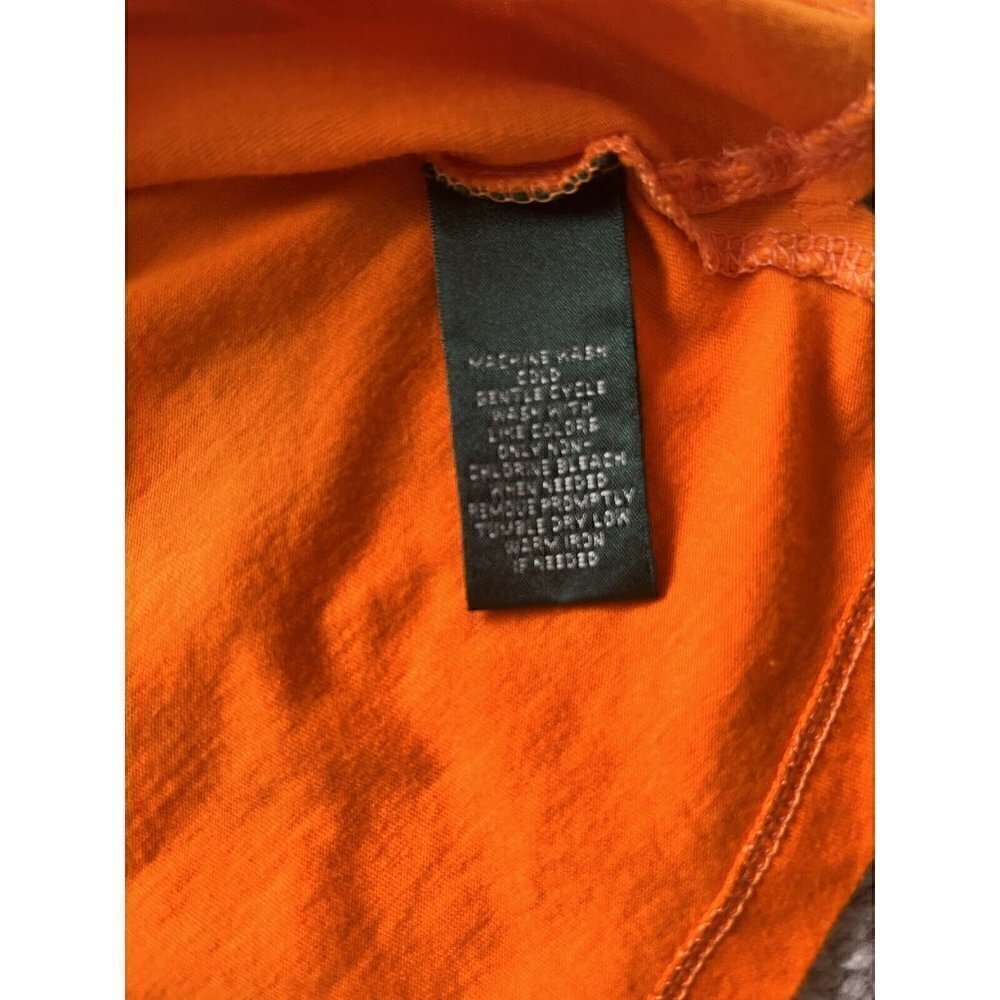 Lauren Ralph Lauren orange tie split neck ruched cotton short sleeves Women PL - Picture 9 of 12